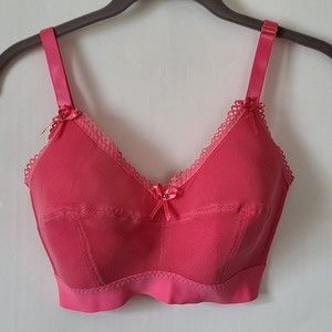 Rhonda Shear Mesh Wireless Lightly Padded Bra Sz XS Pink Adjustable Straps EUC